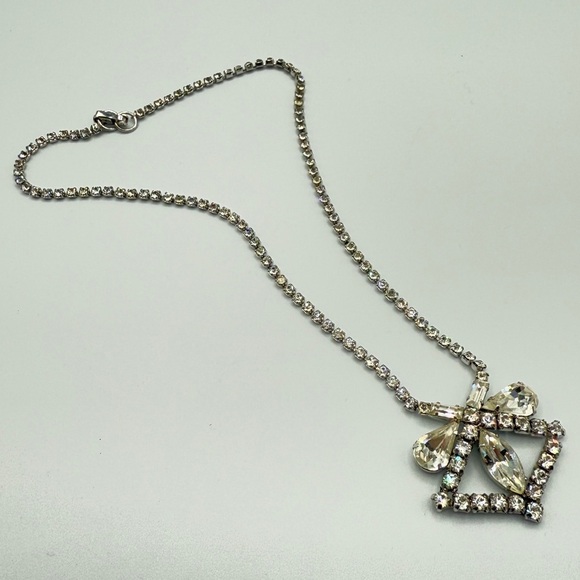 Rare 1940s Old Hollywood Vintage Rhinestone Necklace Signed Jayflex Sterling - Picture 11 of 11